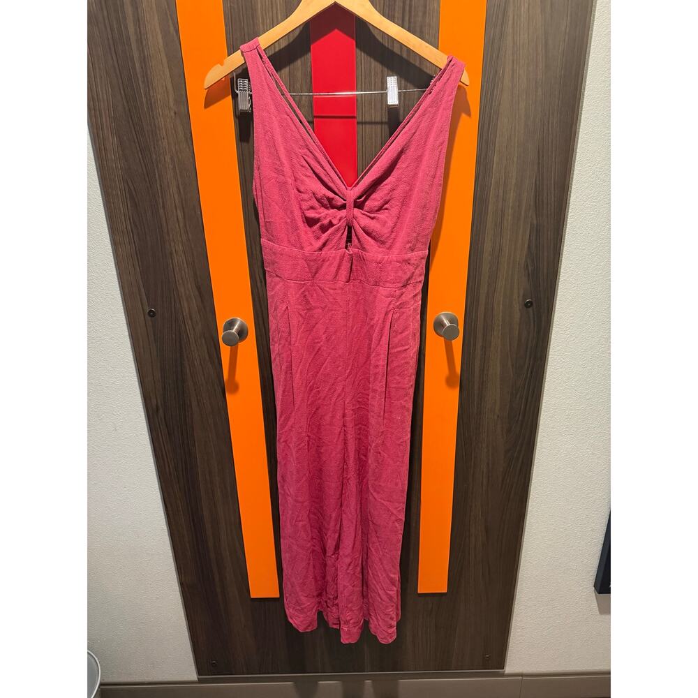 Prinbara Pink Linen Adjustable Strap Wide Leg Jumpsuit Sz. L